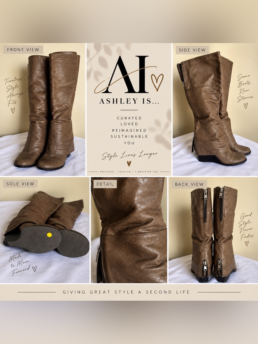 Vince Camuto Brown Knee-High Wedge Boots